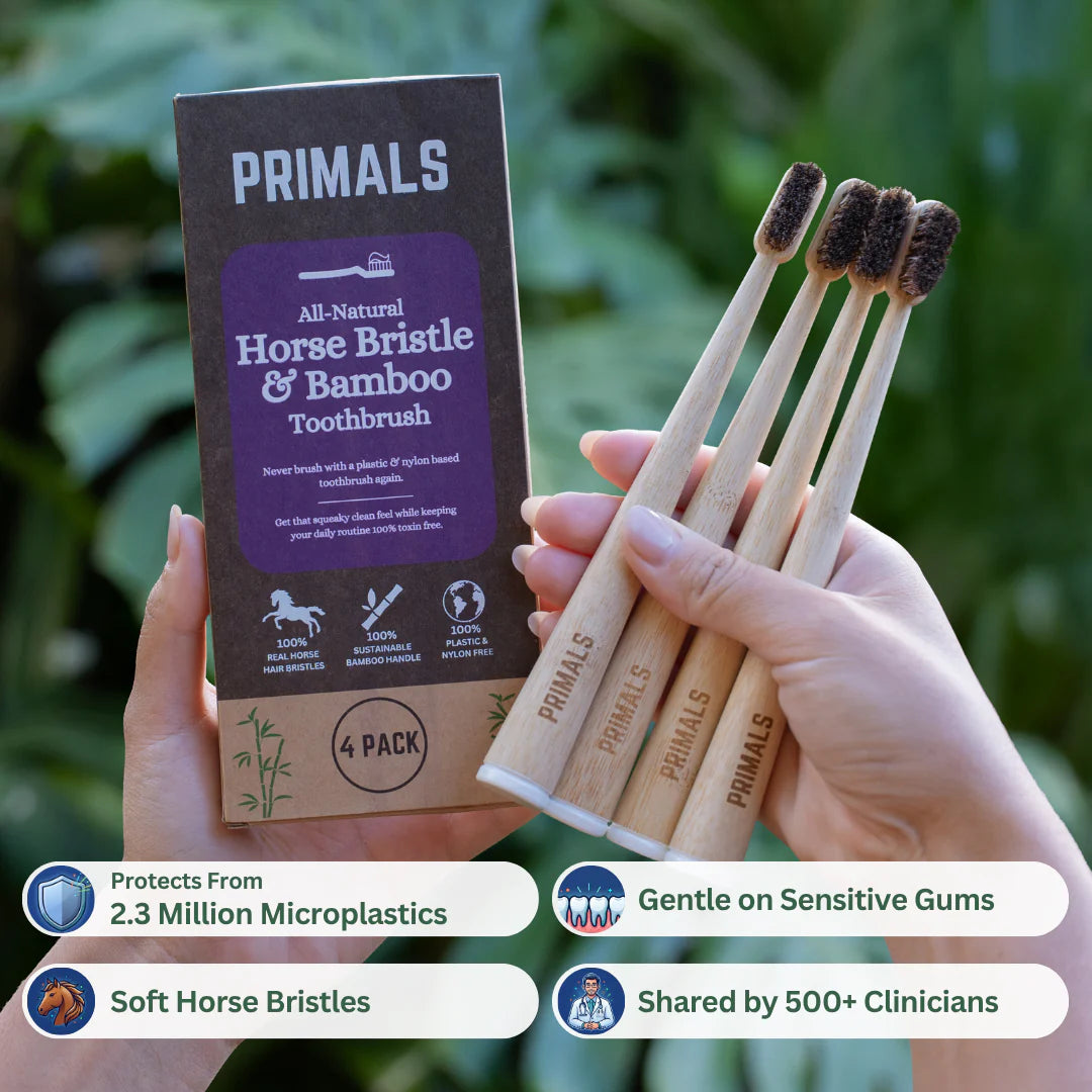 PRIMAL Tandborste med hästborst och bambu (4-pack)