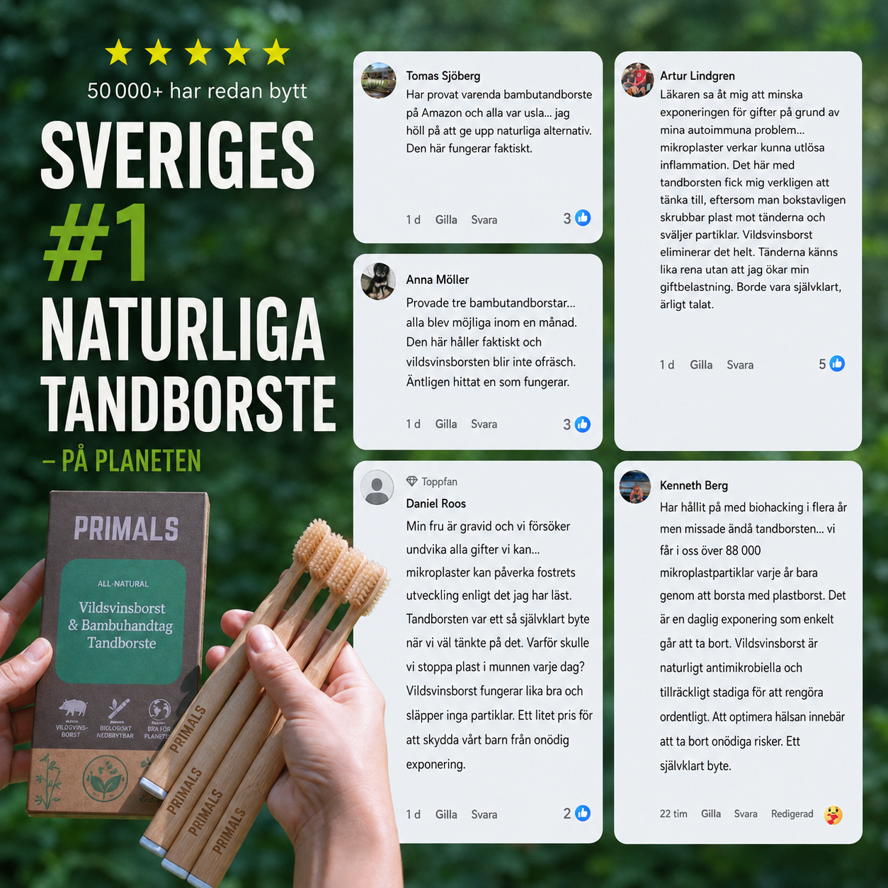 PRIMAL Tandborste Med Vildsvinsborst & Bambu