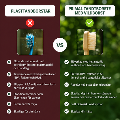 PRIMAL Tandborste Med Vildsvinsborst & Bambu